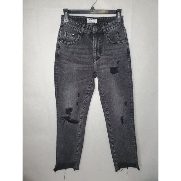 One by OneTeaspoon High Waist Awesome Baggies Distressed Black Denim Jeans Sz 25 - Picture 3 of 13